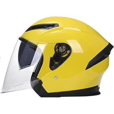 Imagem de Capacete De Motocicleta Vitage Meio Capacete 3/4 Jet Capacete Estilo Retro Com Viseira Dupla Capacetes Abertos Para Motocicleta Meio-capacete Ece Dot Homologado, F, M=56-57CM