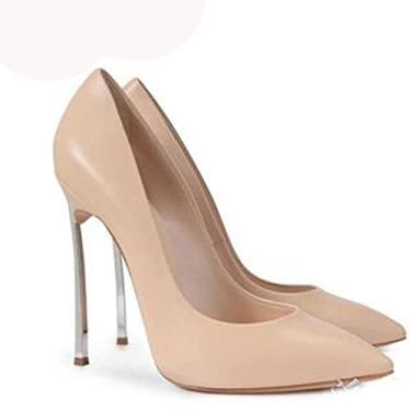 Imagem de Salto Alto Jovem Tendência Senhoras De Salto Alto Elegante Salto Alto Estiletes Adequados Para Maduro Pontiagudo Metal Salto Alto, Nude, 5.5 UK