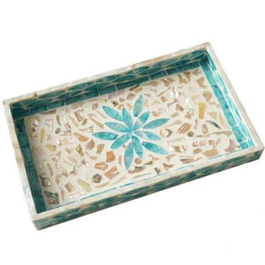 Imagem de Bandeja decorativa embutida para servir, organizador de bancada retangular, decoração de casa de fazenda (LYZ)