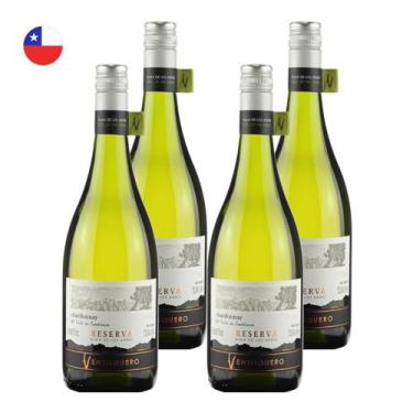 Imagem de Kit 4 Vinhos Ventisquero Reserva Chardonnay Branco Chile 750ml
