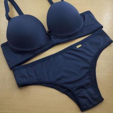 Imagem de Conjunto de Lingerie Plus Size com Bojo Básico Dia a Dia sem Renda Con
