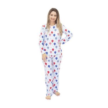 Imagem de Pijama Feminino Longo Divertido Nuvens Balões - Alegria de Montar, G