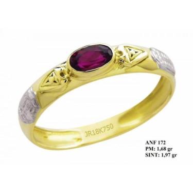 Imagem de Anel de Formatura em Ouro 18k Pedra Oval Central Rubi Classic - JoiaUn