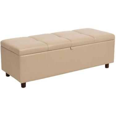 Imagem de Baú Recamier Espanha Couro Pérola 140 cm - TNA Decor