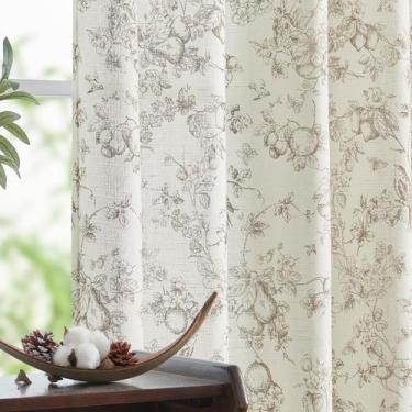 Imagem de Cortinas florais de linho jinchan para sala de estar 84 polegadas de c