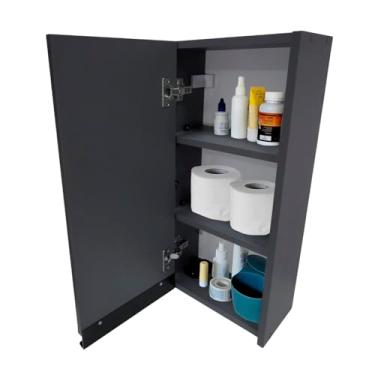 Imagem de Armário Aéreo Estreito 30cm Para Remédios/Banheiro Lavação (Porta Esquerda, Chumbo)