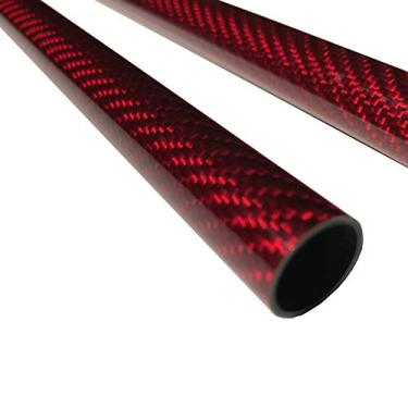 Imagem de KARBXON - Vermelho – Tubo de fibra de carbono – 14 mm x 1000 mm – (0,139 cm x 100,1 cm) – Tubos de fibra de carbono puro lustroso – Eixo leve de alta resistência – para aviões RC - Drones, barco DIY