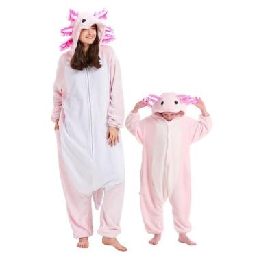 Imagem de Pijama DELEY, unissex, rosa, flanela axolotl, para adultos