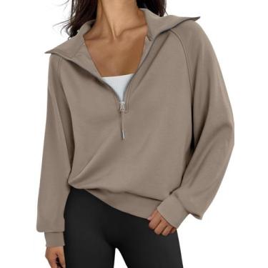 Imagem de Moletom Trendy Queen, pulôver feminino de tamanho grande com meio zípe