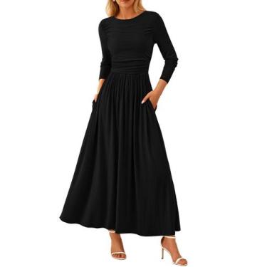 Imagem de Vestido longo feminino PRETTYGARDEN 2025, primavera, manga comprida