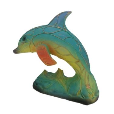 Imagem de Generic Abajur de mesa com animais, abajur de cabeceira, escultura de decoração criativa, luz noturna retrô com animais, resina fofa para sala de estar, Luminária de Mesa Dolphin