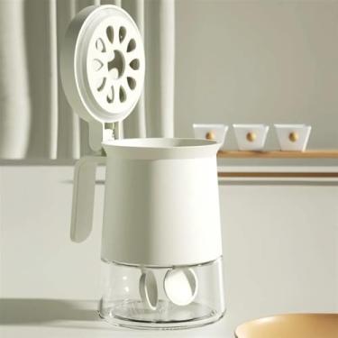 Imagem de Açucareiro Porta Temperos de Vidro com Tampa e Colher 350 ml para Açúcar Sal e Ervas Cozinha (Branco)
