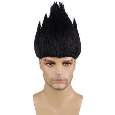 Imagem de MAGQOO Peruca de cabelo preto em forma de chama, cosplay, festa, preta, curta, reta e pontiaguda