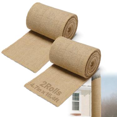 Imagem de ANPHSIN Envoltórios de juta natural para proteção de inverno - rolos de serapilheira de 12 cm × 5 m, envoltório de proteção de tronco de árvore, bandagem anticongelante de plantas para proteger a