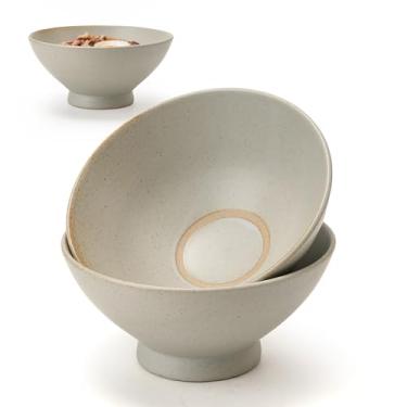 Imagem de JH JIEMEI HOME Conjunto de 2 tigelas de ramen japonesas de cerâmica, conjunto de 20 cm, pode ser lavado na lava-louças para macarrão asiático Pho Udon Soba, macarrão para salada, tigelas de sopa