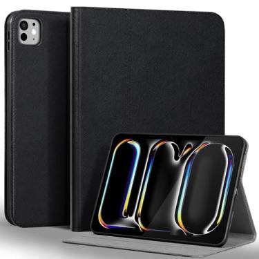 Imagem de Gexmil Capa de couro para iPad Pro de 11 polegadas M4 2024 com suporte ajustável, capa protetora à prova de choque de couro inteligente inteligente, hibernar/despertar automática, antiderrapante
