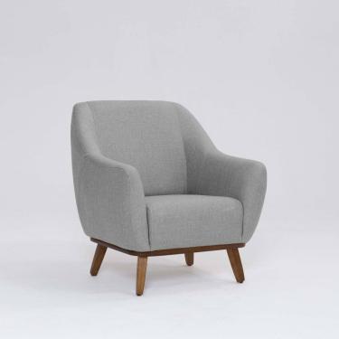 Imagem de Poltrona Tecido Linho Base Madeira Paloma Mescla Elefante