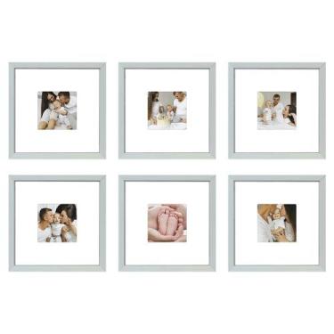 Imagem de Kit 6 Quadros Porta Retrato Foto 10x10 Paspatur Branco 20x20 - SHD Sol
