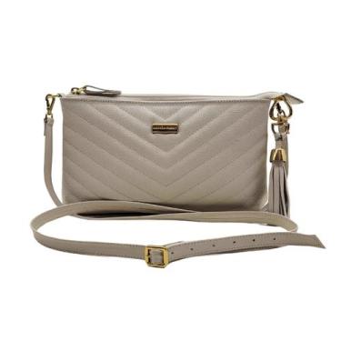 Imagem de Bolsa Feminina com Alça de Ombro Couro Legítimo Alça Regulável Forro C