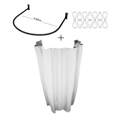 Imagem de Kit Provador Cortina Branca E Arco 70X70 Para Loja De Roupas