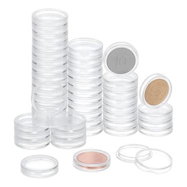 Imagem de FINGERINSPIRE Porta-moedas de 160 peças para colecionadores, caixa de armazenamento de moedas de plástico de 1,6 cm, porta-moedas, transparente, plana, redonda, estojos protetores para exibição e