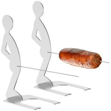 Imagem de 2 peças de suporte engraçado para cachorro-quente, suporte de aço inoxidável para assadeiras de salsicha, suporte de cachorro-quente de metal portátil novidade churrasqueira a gás acessórios para