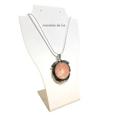 Imagem de Colar Indiano Banhado a Prata Quartzo Rosa