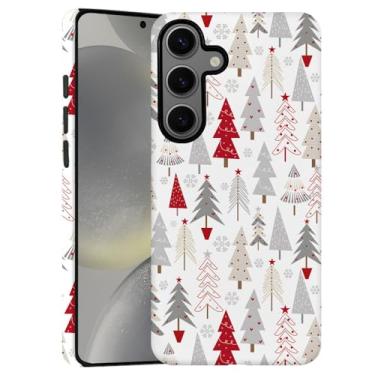Imagem de TnXee Capa para Samsung Galaxy S24 Plus, vermelho branco árvore de Natal padrão colorido capa de telefone resistente a quedas fosco 2 em 1 capa de camada dupla sólida para meninas mulheres