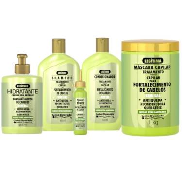 Imagem de Kit Gota Dourada Shampoo Antiqueda com Creme Hidratante 1kg e Máscara Antiqueda 1Kg e Tônico Antiqueda 100ml
