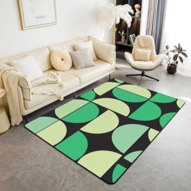 Imagem de Erosebridal Tapete de área verde de meados do século, retrô, boêmio, para sala de estar, 1,88 m x 1,28 m, tapete decorativo geométrico vintage abstrato colorido arte moderna tapete de chão interno
