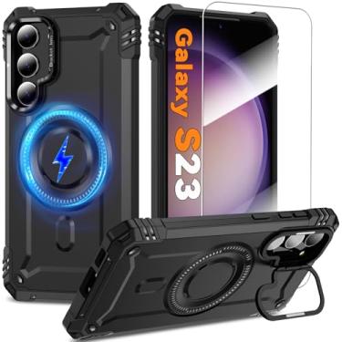 Imagem de Capa magnética para Samsung Galaxy S23 5G [suporte de anel de câmera embutido] [compatível com MagSafe] [protetor de tela] [carregamento sem fio] [proteção de nível militar] capa resistente para S23