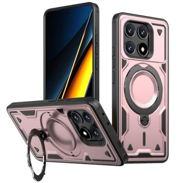 Imagem de SORAKA Capa para Xiaomi Poco X6 Pro com suporte,compatível com MagSafe,Capa para Xiaomi Poco X6 Pro com chapa de ferro Capa resistente que absorve choques Proteção contra quedas de nível militar