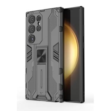 Imagem de SORAKA Capa para Samsung Galaxy S24 Ultra com suporte Capa de proteção resistente para Samsung Galaxy S24 Ultra Capa com placa de metal para suporte magnético para carro Capa Silm Fit