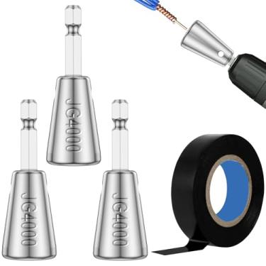 Imagem de WhSunVo Ferramenta de torção de fio de 3/6 peças, cabo de broca sextavado de 6 mm, ferramenta Twister, conector de fio elétrico, porca, cabo Twister, ferramenta de conector com 1 fita para fio (quatro
