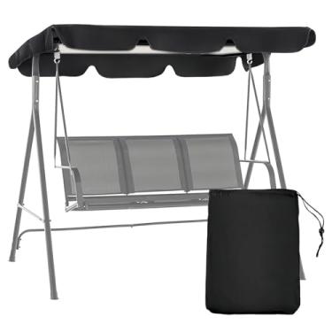 Imagem de Patio Swing Canopy Replacement Top, 65x45/75x45/78x47 Outdoor 2/3 Seater Porch Swing Canopy Cover, Reinforced Edges Rip Proof UV Block Sun Shade 420D Waterproof for Garden Yard Park Porch Seat (75x45)