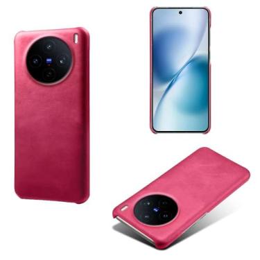 Imagem de Capa para VIVO X200S,Proteção contra quedas,Casca de volta de cor sólida simples,Design de couro de imitação de plástico-Rose