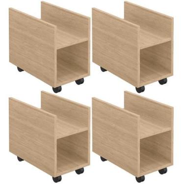 Imagem de Kit 04 Suportes Para Cpu E Nobreak Com Rodízios Guide L03 Amadeirado -