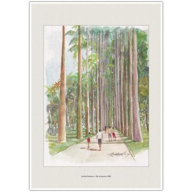 Imagem de Jardim Botânico Rio de Janeiro 1808  Arte Aquarela para Quadro Decorat