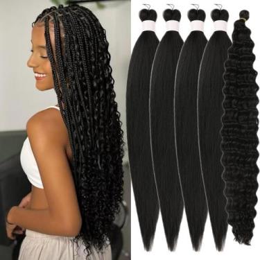 Imagem de Cabelo trançado Leticia Black Boho Synthetic 66 cm pré-esticado