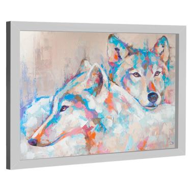 Imagem de Quadro Decorativo Casal de Lobo Aquarela