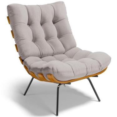 Imagem de Poltrona Decorativa Costela L02 Linho Bege - Lyam Decor