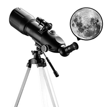 Imagem de Telescópio astronômico para iniciantes, telescópio astronômico monocular de 400 x 80 mm ao ar livre com tripé