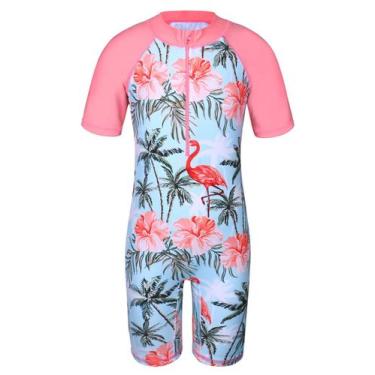 Imagem de Trajes de banho de manga curta TFJH E para meninas UV 50+, roupa de ba