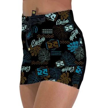 Imagem de Saia Cyclone Veludo Floral Balinês Heavy, Preto, Azul, PP