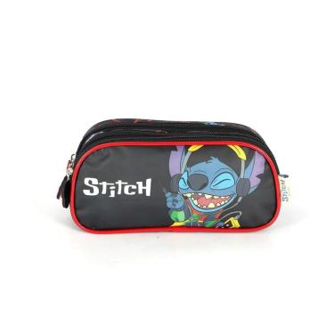 Imagem de Estojo Escolar Triplo Luxcel Stitch Crazy Preto