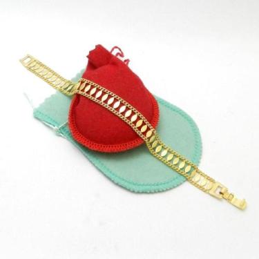 Imagem de Pulseira Masculina 18cm 1cm Largura Folheada Ouro 18k PL361 - WNBIJOUT