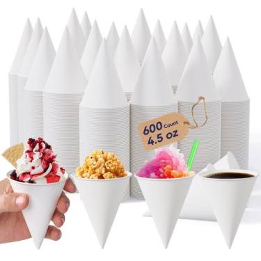 Imagem de Copos Snow Cone LITOPAK, 600 unidades, papel de 133 ml para água