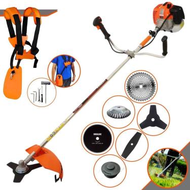 Imagem de Máquina de Cortar Grama Lateral À Gasolina 2T Vulcan VR620H 62cc 3HP de Potência 12.500rpm Roçadeira Multifuncional Completa Com 6 Opções de Cortes