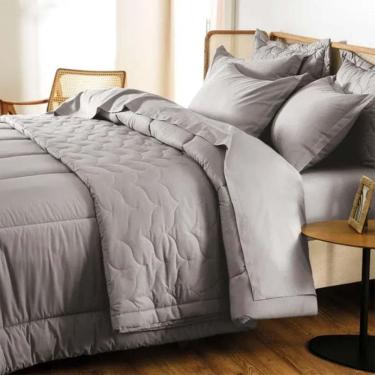 Imagem de Jogo Cama Queen 200 Fios Tom 100% Algodão Cinza Karsten