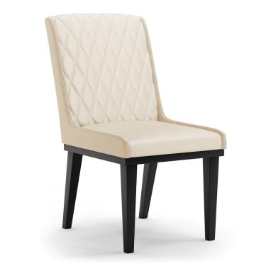 Imagem de Cadeira Sala de Jantar Base Madeira Preto Sofia Sintético Bege D03 - D'Rossi